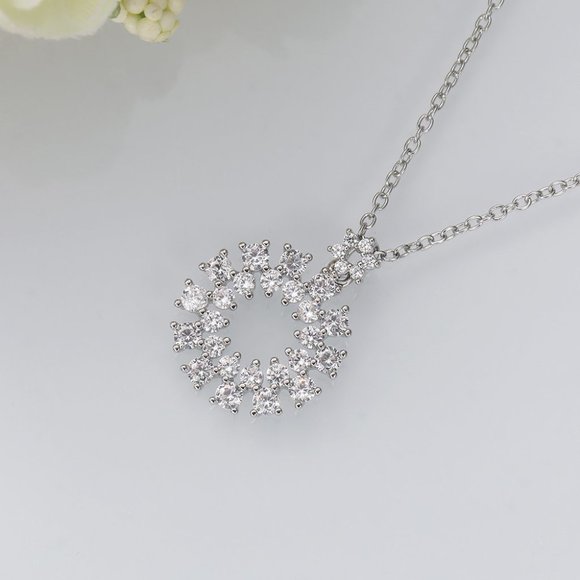🎊Dainty Shiny Hollow Round CZ Silver Plated Dainty Necklace for WomenEVGG1103 - Picture 5 of 5